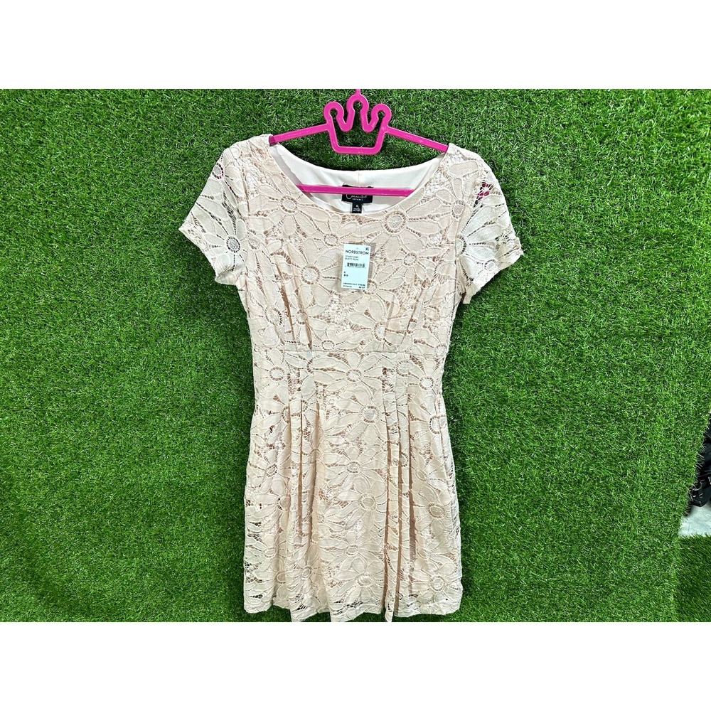 Connected Apparel Women's Dusty Rose Floral Scoop Neck Fit & Flare Dress 6